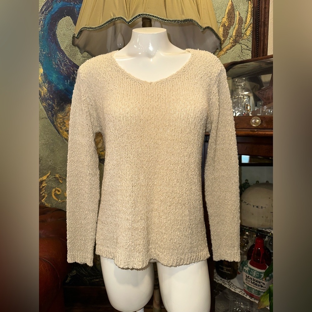 Miracle City Bohemian Knit Sweater Natural Color Crochet Back